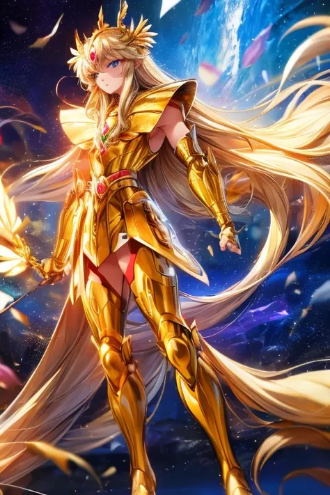  Virgo armor based on the Japanese anime Saint Seiya, shoulder_  armor decoration  ,    (  masterpiece:1.0), (   Better quality :1.0), ( ultra high resolution :1.0) ,(8k resolution:1.0), (realistic:1.0), (ultra detailed1:0),(raw photo:1.0), HDR, photograph...