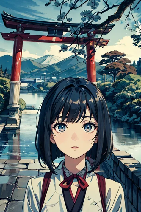 top masterpieces。best quality。(Japanese Anime Style CG:1.2)。super high definition。8k wallpaper。detailed。attention to beautiful details。Hues and overall tones are dark or cool。dynamic composition。dynamic angle。shallow depth of field。The layout is a long sho...