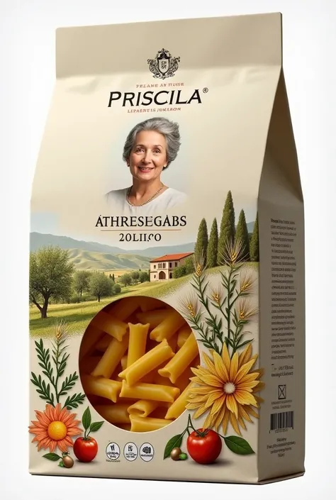 Priscila brand pasta packaging 