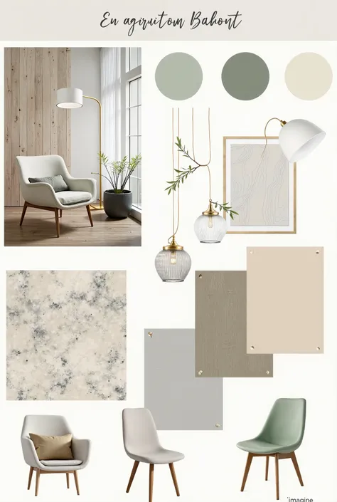 /imagine Here is the mood board with the images you submitted. It reflects a contemporary and welcoming style, with a predominant use of light wood, neutral tones and gold accents.

Main design elements identified:
• Color palette: Light wood, neutral whit...