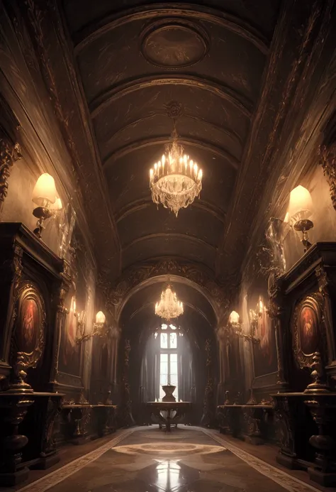 A vampire in a dark, opulent manor, (louis de pointe du lac:1.4), chiaroscuro lighting, (dramatic cinematic:1.2), intricate architectural details, (baroque interior:1.2), (moody atmosphere:1.1), (highly detailed:1.2), (photorealistic:1.3), (unreal engine 5...