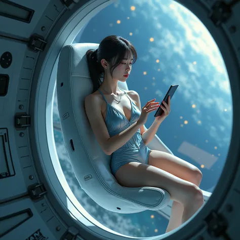 (((spaceship spaceship spacewalk ))), ((( women in swimsuits floating in outer space))), (8k,  top quality).  looking at a Kindle tablet.  beautiful woman, (( top quality質, 8k, Masterpiece: 1.3)),  beautiful woman,  female 1 person,  perfect beauty, 20 yea...