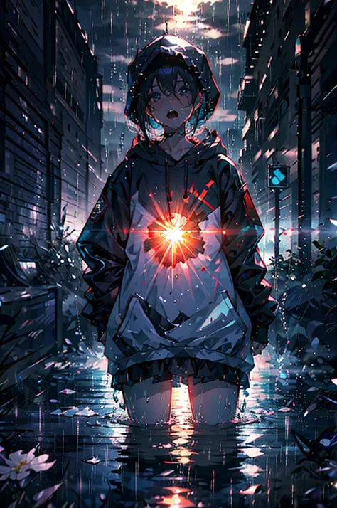  In the torrential rain 　 dark　city　  girl　  hoodie 　Food　 soaked　泣きshout　  Open your mouth wide　shout　execution　shout　走りながらshout anatomically correct　　泣きshout　Eyes get wet  　 Reflections of puddles  　A little bright　execution　  slouching　 swing your arms ...