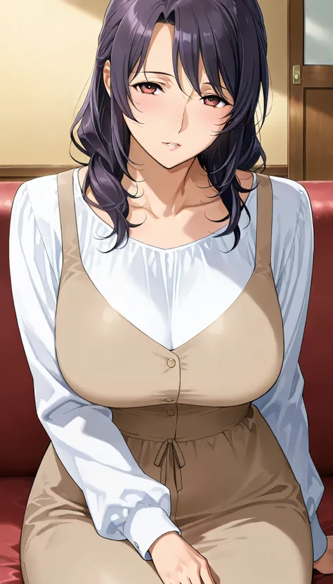   a girl from the side  , Vol up the sidetuous women, Older,  Big Breasts,  mature woman, Maternal,  Wide hips ,    score_9,  score_8_  up the side,  score_7_  up the side,  score_6_  up the side,   source_Anime,   beautiful face,  expressive eyes that bre...