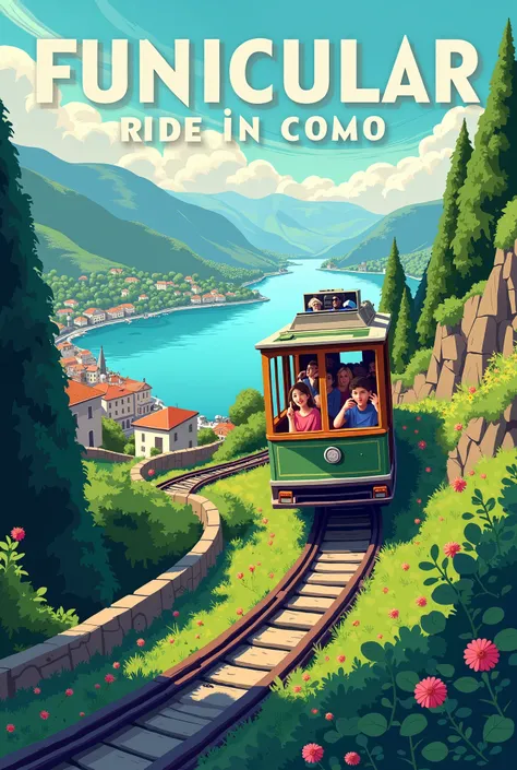 Make as youtube thumbnail. Add words funicular ride in como 