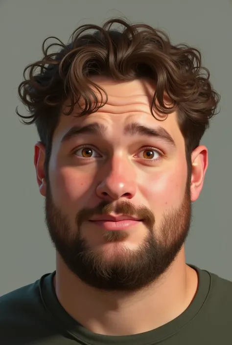 REAL FACE OF A 25-YEAR-OLD MAN,  White ,  curly and light brown hair .  brown eyes. HE'S FAT AND DOESN'T HAVE A BEARD