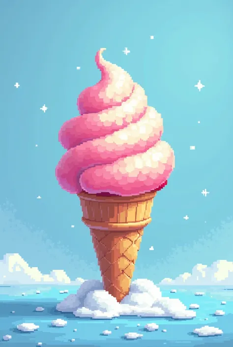 2D, pixeled ice cream 