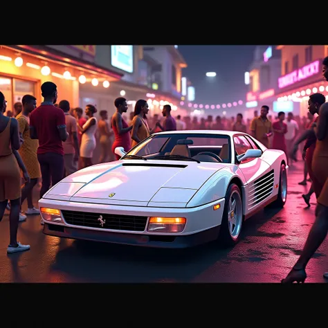  Ghana nightlife,parked White Ferrari testarossa 