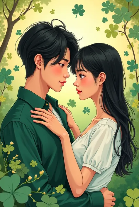 more Korean beautymore with shamrock 18years old make it like a webtoon girl straight hair, beautiful and a chinito boy