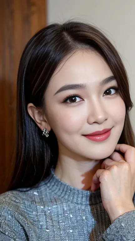 Korean woman, (masterpiece, pretty people, tainted smile), virtual youtube, detailed skin texture