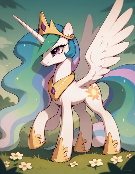 Little pony princess Celestia girl, small wings, 