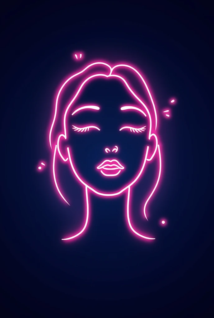 want you to make a logo for my youtube channel , the background i want it navy and i want you to make a neon outline of a face of a female but i want it to represent positivity and nice feelings