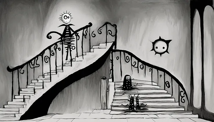     Tim Burton's Style、Go up the stairs、Strange person