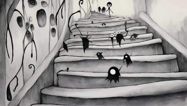     Tim Burton's Style、Go up the stairs、Strange person