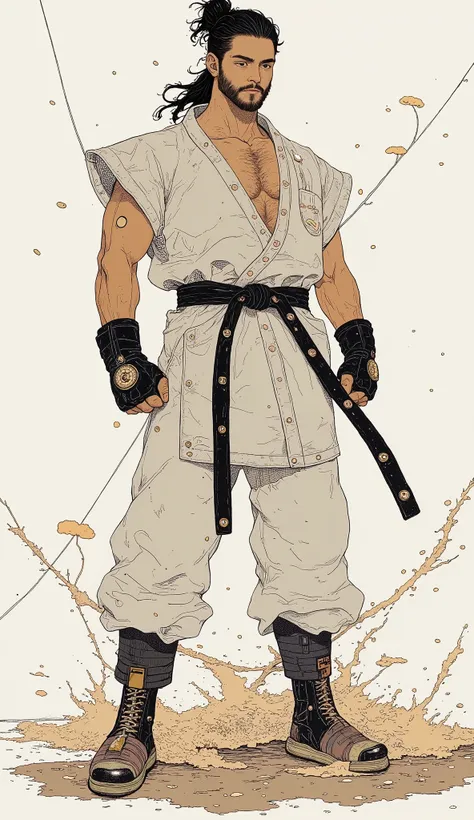 A karateka who has cut his army, Black Belt、 handsome、Fighting Gloves、Fighting Heel Cover 、Save energy with both hands、wave fist、 anatomically correct