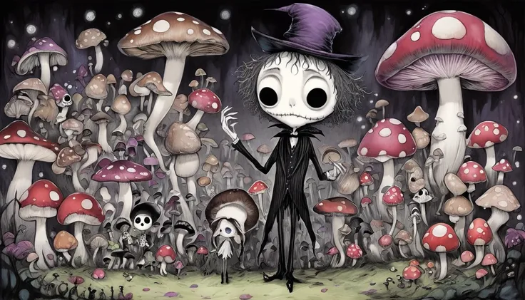     Tim Burton's Style、Lots of mushrooms、An interesting person