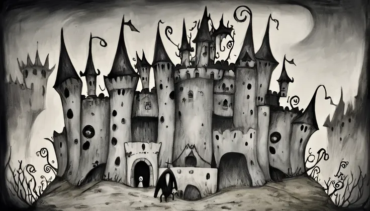     Tim Burton's Style、old castle、Strange person