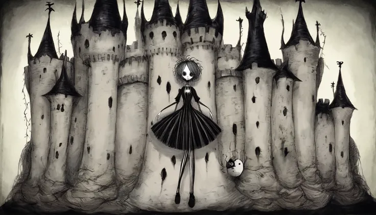     Tim Burton's Style、old castle、Beautiful person