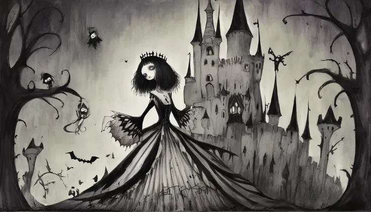     Tim Burton's Style、old castle、Beautiful person