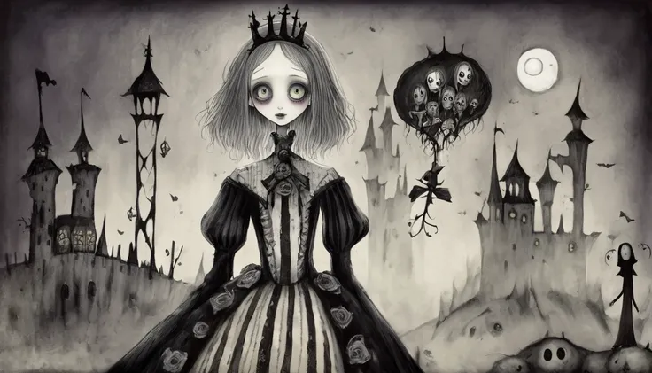     Tim Burton's Style、old castle、Beautiful person