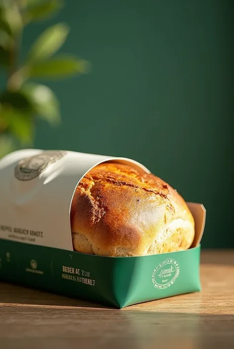 Picture of local bread, 400g, with the outer packaging in emerald green and white 