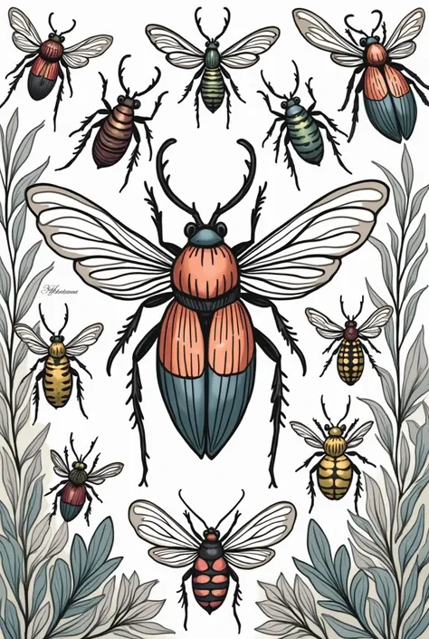 Create a 20-page insect coloring book