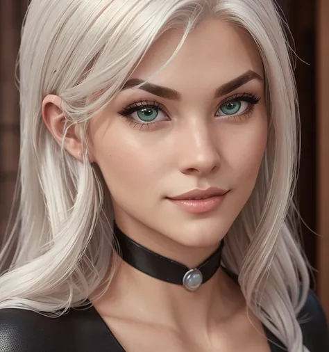   There's a 24-year-old girl   (sexy, ) , with  long hair and ultra realistic black suit , asistente hiper realistic , mujer hiper realistic , Chica comic realistic ,   comic style realism    , estilo de arte comic realistic , estilo de arte de comic reali...