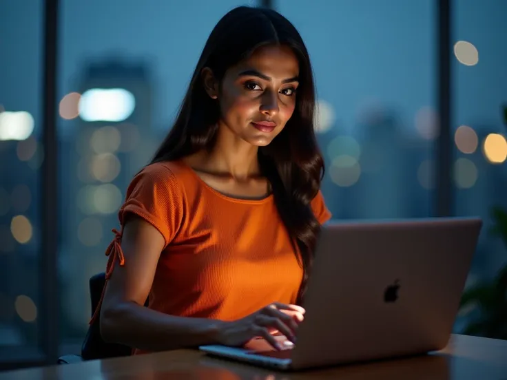 Indian girl with laptop