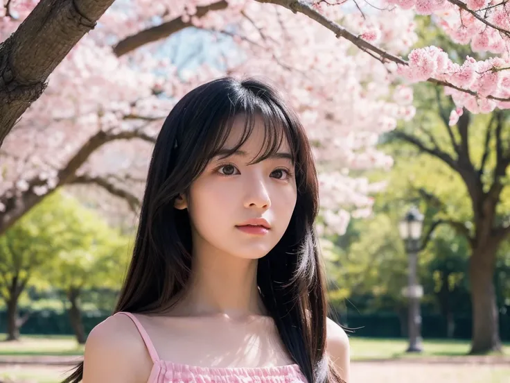 a japanese girl facing the front, whole body, 
BREAK
devil eyes, black hair, long hair, 
BREAK
spring, 60s Sci-fi Movie Style, pastel colors, in the park, A view of the future, Retrofuture, 
BREAK
UHD, anatomically correct, high quality, award winning, bes...