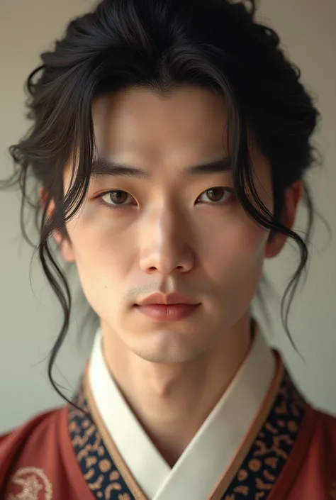 korean pretty man in hanbok, joseon era, close up shot