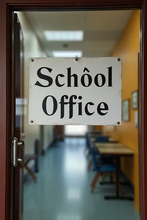 Create a sign for a school office door in Portuguese