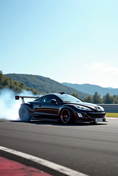 Magnifique peugeot rcz tunning fesant un drift sur un circuit 