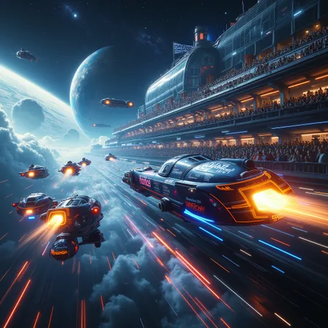 score_9,score_8_upside,score_7_upside,score_6_upside,score_5_upside,score_4_upside,Source_Actual photo,A dramatic depiction of a UFO race taking place in outer space with the Earth visible at a short distance. UFO racing machines decorated with holographic...