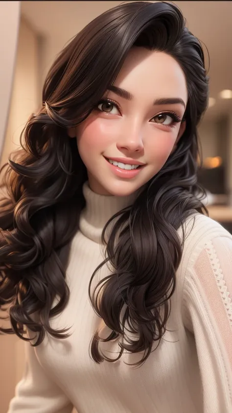 arafed woman with long curly hair and a white sweater, headshot profile picture, young woman with long dark hair, alanis guillen, violet myers, beautiful and smiling, professional picture, kaitlyn michelle siragusa, profile picture, selfie of a young woman...