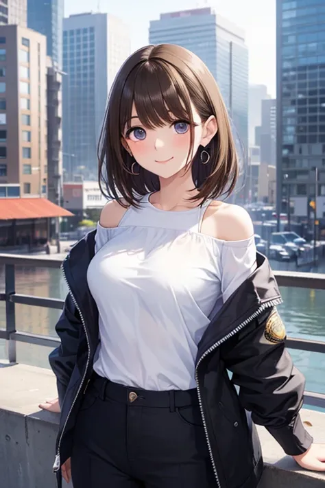 anegasaki nene, shiny chestnut hair, (brown pretty eyes, sparkling eyes, fine eyes), smiling face, super detailed eyes, highly detailed face, highly detailed eyes, (masterpiece:1.2, best quality), 1 girl, cowboy shot,, 




 1 girl.  she's wearing a white ...