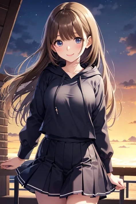 anegasaki nene, shiny chestnut hair, (brown pretty eyes, sparkling eyes, fine eyes), smiling face, super detailed eyes, highly detailed face, highly detailed eyes, (masterpiece:1.2, best quality), 1 girl, cowboy shot,, 




 1 girl. Alone,   smile,  Hooded...