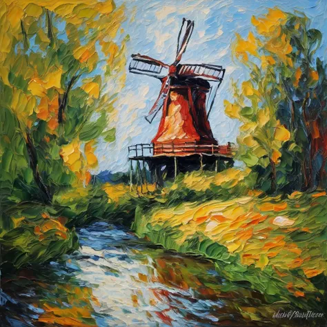 Moulin, very thick Impasto, impressionism