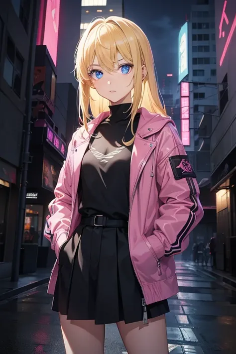 Alone , 1 girl, ( masterpiece), ((Appearance of a 16-year-old boy )),  blond hair,  medium hair, Blue eyes, modern anime style,  anime girl named Lucy ,  visual anime of a pretty girl  ,  visual anime of a pretty girl , ig studios anime style, gwen stacy, ...