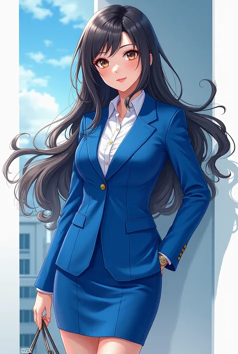 Women anime  in bleu suit 