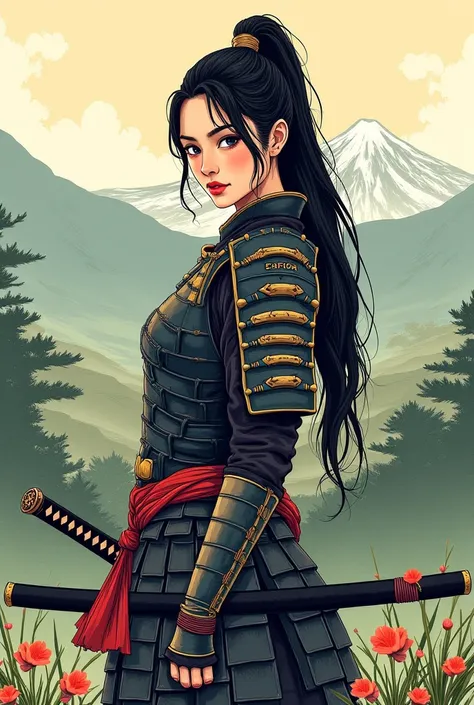 Easy drawing of a female samurai