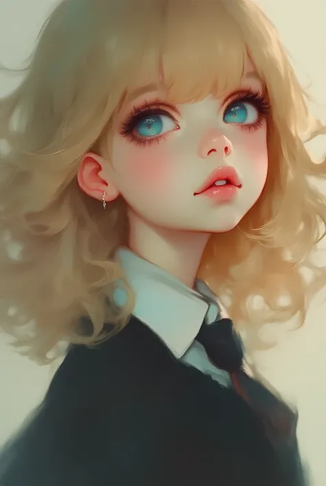 blond haired girl with blue eyes and a black sweater and tie, hyperrealistic schoolgirl, a hyperrealistic schoolgirl, realistic cosplay, realistic schoolgirl, hyper realistic anime, photorealistic anime, beautiful realistic photo, professional cosplay, clo...