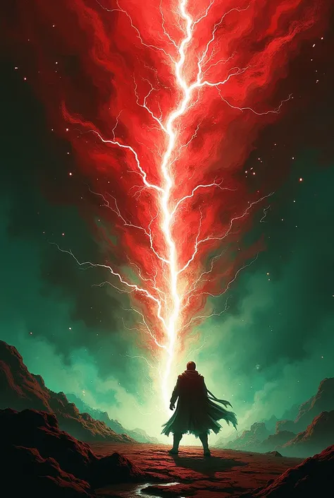 A sharp red/green drawing,  lightning-like blow breaks through the darkness ,  while stylized lines and sparks capture the moment of retaliation and tactical repentance.