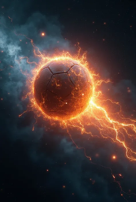 A football that is a mixture between water and fire that comes from space and crashes into the earth