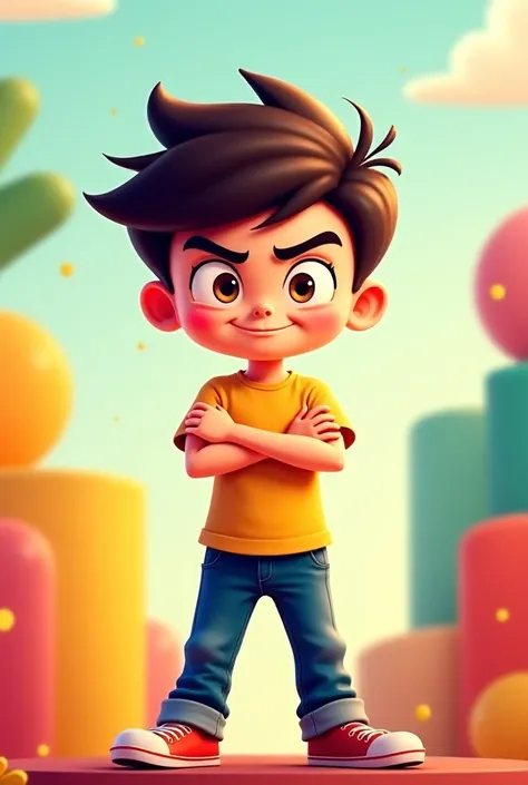 Cartoon of a boy with his arms crossed 