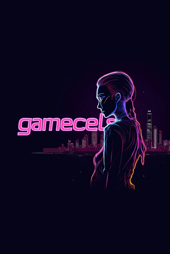 Neon avatar with GameCels lettering 