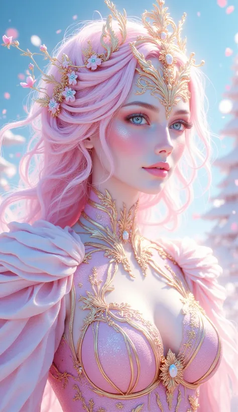 Goddess of February
 Appearance:Height: 1.75 m
Gender: Female
Eye Color: Deep blue that shines like the clear sky. Hair color: Soft pink with a hint of gold reminiscent of sunsets. 
Skin Colors: very Pale skin 
Special feature: Her skin has a pattern remin...