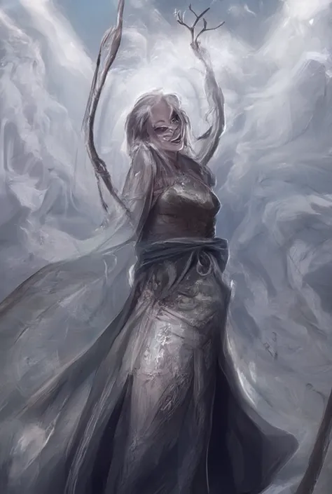 genasi to ar,  made of mist the skin that shines softly ,  always looking shrouded in a light breeze . Hair Like Mist ,  in shades of and light gray ,  agitated by a constant breeze .  Dark eyes,  pale blue with luminous glow .  Wears gray monk clothes ,  ...