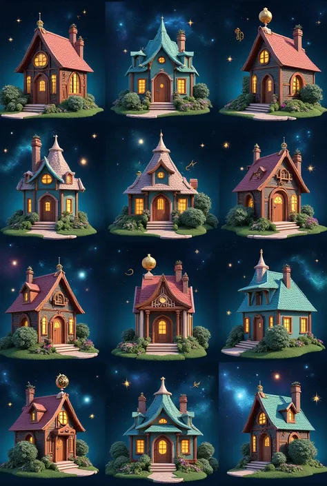 Create 12 house image for 12 zodiac signs