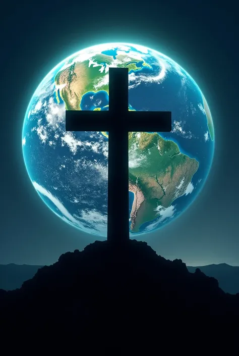 Create a shadow of a cross with planet Earth  