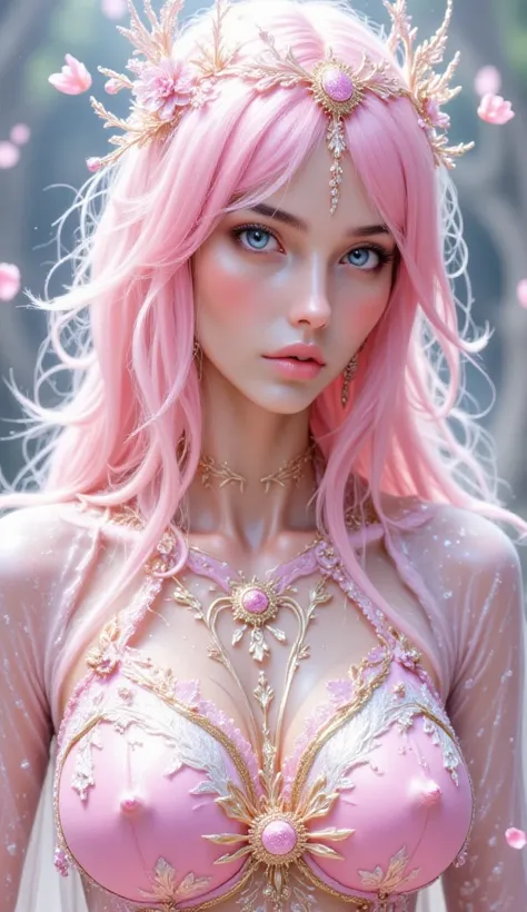 Goddess of February
 Appearance:Height: 1.75 m
Gender: Female
Eye Color: Deep blue that shines like the clear sky. Hair color: Soft pink with a hint of gold reminiscent of sunsets. 
Skin Colors: very Pale skin 
Special feature: Her skin has a pattern remin...